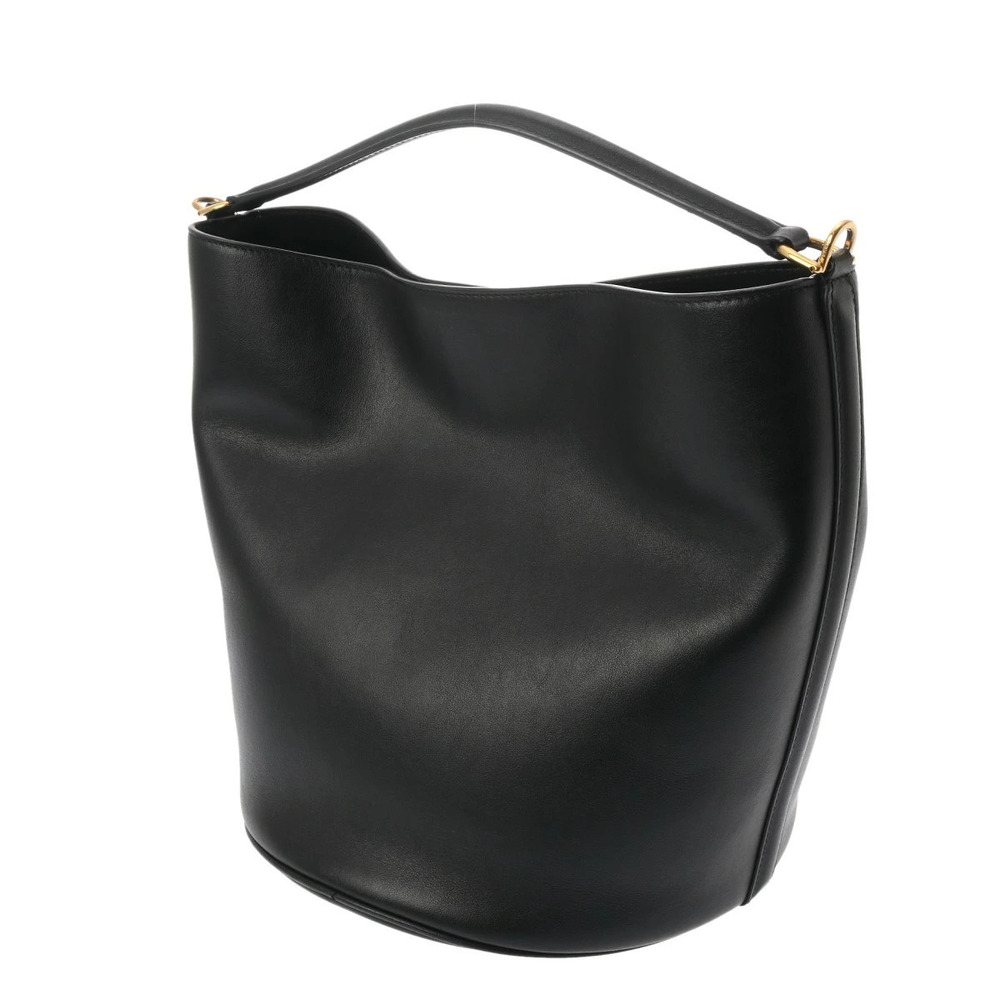 Celine Black Shoulder Bucket Bag Calfskin Grained Supple Black